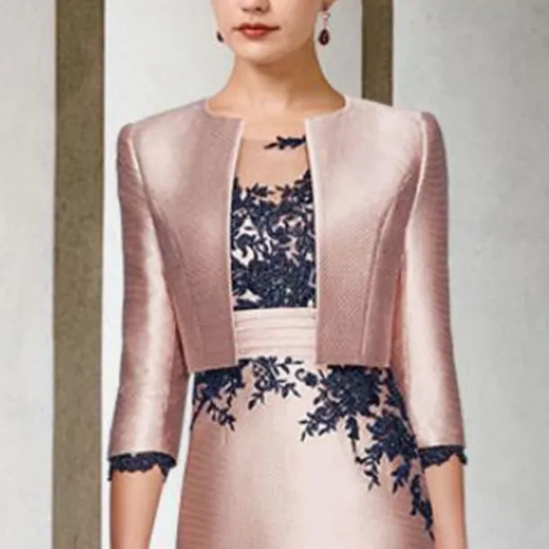 Shawl & Wrap Wedding Guest Women's Wrap Bolero Pure Elegant 3/4 Length Sleeve Satin Fall Wedding Wraps With Pure Color For Party All Seasons