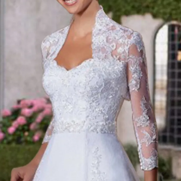 Shawl & Wrap Wedding Guest Women's Wrap Mother's Wraps Pure Elegant Long Sleeve Lace Wedding Wraps With Pure Color For Party Evening All Seasons