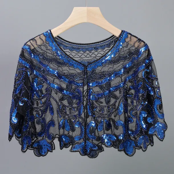Shawl & Wrap Women's Wedding Guest Wraps Bolero Sparkle & Shine 1920s Elegant Short Sleeve Tulle Wedding Wraps With Beading For Wedding Summer dress to impress