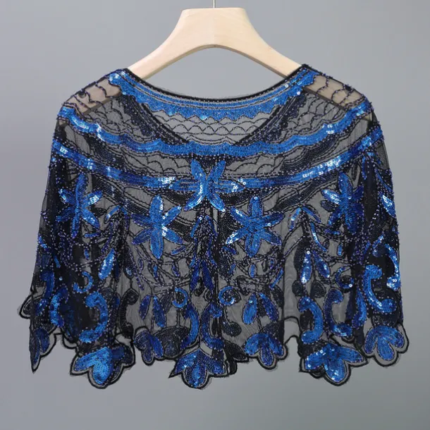 Shawl & Wrap Women's Wedding Guest Wraps Bolero Sparkle & Shine 1920s Elegant Short Sleeve Tulle Wedding Wraps With Beading For Wedding Summer dress to impress