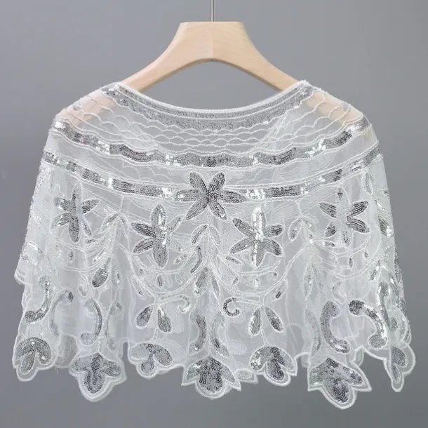 Shawl & Wrap Women's Wedding Guest Wraps Bolero Sparkle & Shine 1920s Elegant Short Sleeve Tulle Wedding Wraps With Beading For Wedding Summer dress to impress