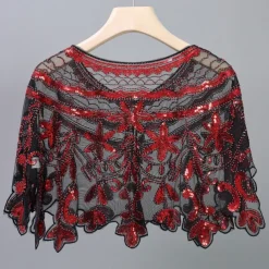 Shawl & Wrap Women's Wedding Guest Wraps Bolero Sparkle & Shine 1920s Elegant Short Sleeve Tulle Wedding Wraps With Beading For Wedding Summer dress to impress