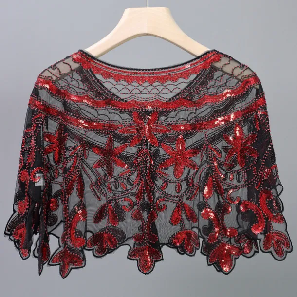 Shawl & Wrap Women's Wedding Guest Wraps Bolero Sparkle & Shine 1920s Elegant Short Sleeve Tulle Wedding Wraps With Beading For Wedding Summer dress to impress