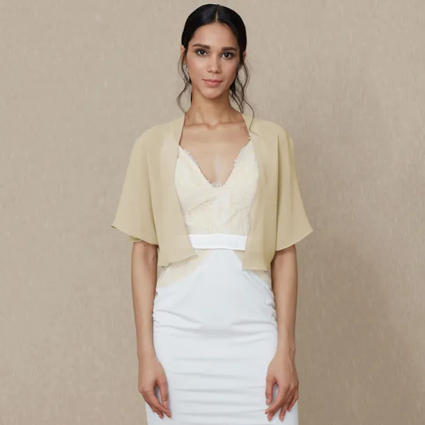 Shawls Women's Wrap Bolero Shrug Coats / Jackets Elegant Sun Protection Short Sleeve Chiffon Wedding Wraps With Pure Color For Formal Spring & Fall dress to impress