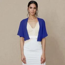 Shawls Women's Wrap Bolero Shrug Coats / Jackets Elegant Sun Protection Short Sleeve Chiffon Wedding Wraps With Pure Color For Formal Spring & Fall dress to impress