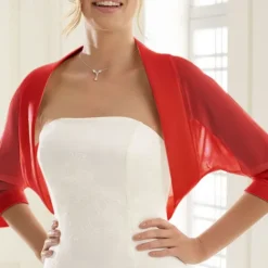 Shawls Women's Wrap Bolero Bridal's Wraps Pure Sexy Sun Protection 3/4 Length Sleeve Chiffon Wedding Wraps With Pure Color For Wedding Spring & Summer dress to impress