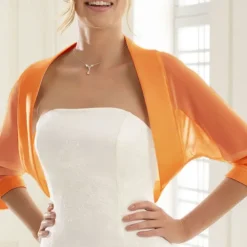 Shawls Women's Wrap Bolero Bridal's Wraps Pure Sexy Sun Protection 3/4 Length Sleeve Chiffon Wedding Wraps With Pure Color For Wedding Spring & Summer dress to impress