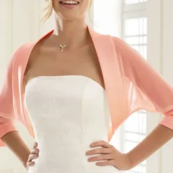 Shawls Women's Wrap Bolero Bridal's Wraps Pure Sexy Sun Protection 3/4 Length Sleeve Chiffon Wedding Wraps With Pure Color For Wedding Spring & Summer dress to impress