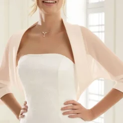 Shawls Women's Wrap Bolero Bridal's Wraps Pure Sexy Sun Protection 3/4 Length Sleeve Chiffon Wedding Wraps With Pure Color For Wedding Spring & Summer dress to impress