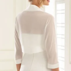 Shawls Women's Wrap Bolero Bridal's Wraps Pure Sexy Sun Protection 3/4 Length Sleeve Chiffon Wedding Wraps With Pure Color For Wedding Spring & Summer dress to impress