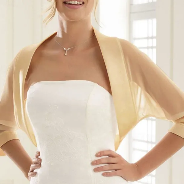 Shawls Women's Wrap Bolero Bridal's Wraps Pure Sexy Sun Protection 3/4 Length Sleeve Chiffon Wedding Wraps With Pure Color For Wedding Spring & Summer dress to impress