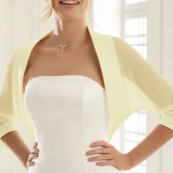 Shawls Women's Wrap Bolero Bridal's Wraps Pure Sexy Sun Protection 3/4 Length Sleeve Chiffon Wedding Wraps With Pure Color For Wedding Spring & Summer dress to impress