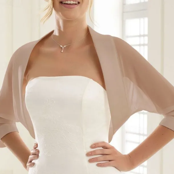 Shawls Women's Wrap Bolero Bridal's Wraps Pure Sexy Sun Protection 3/4 Length Sleeve Chiffon Wedding Wraps With Pure Color For Wedding Spring & Summer dress to impress