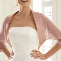 Shawls Women's Wrap Bolero Bridal's Wraps Pure Sexy Sun Protection 3/4 Length Sleeve Chiffon Wedding Wraps With Pure Color For Wedding Spring & Summer dress to impress