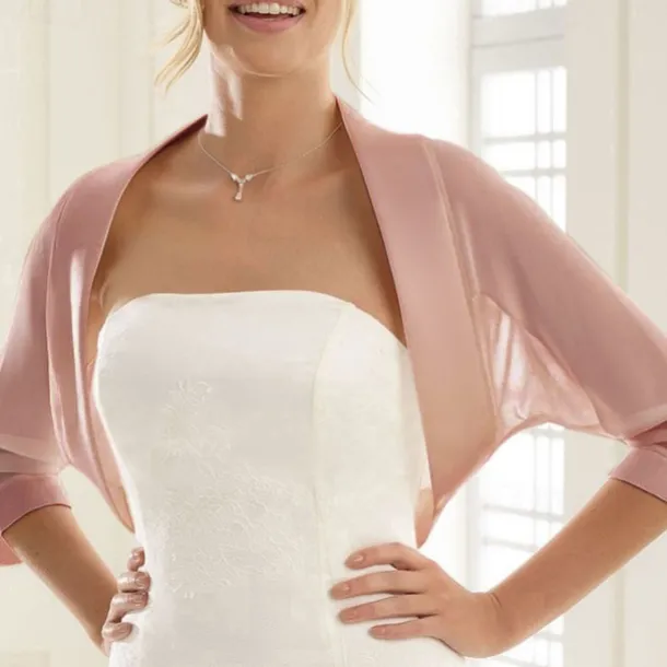 Shawls Women's Wrap Bolero Bridal's Wraps Pure Sexy Sun Protection 3/4 Length Sleeve Chiffon Wedding Wraps With Pure Color For Wedding Spring & Summer dress to impress