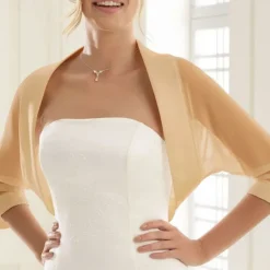 Shawls Women's Wrap Bolero Bridal's Wraps Pure Sexy Sun Protection 3/4 Length Sleeve Chiffon Wedding Wraps With Pure Color For Wedding Spring & Summer dress to impress