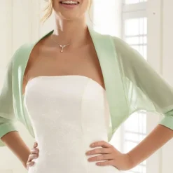 Shawls Women's Wrap Bolero Bridal's Wraps Pure Sexy Sun Protection 3/4 Length Sleeve Chiffon Wedding Wraps With Pure Color For Wedding Spring & Summer dress to impress