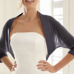 Shawls Women's Wrap Bolero Bridal's Wraps Pure Sexy Sun Protection 3/4 Length Sleeve Chiffon Wedding Wraps With Pure Color For Wedding Spring & Summer dress to impress