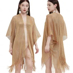 Shawls Women's Wrap Elegant Sparkle & Shine Sleeveless Polyester Wedding Wraps With Pure Color For Party Spring & Summer