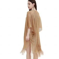 Shawls Women's Wrap Elegant Sparkle & Shine Sleeveless Polyester Wedding Wraps With Pure Color For Party Spring & Summer