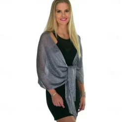 Shawls Women's Wrap Glitters Sparkle & Shine Sleeveless Polyester Wedding Wraps With Tassel For Wedding Spring & Summer