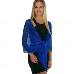 Shawls Women's Wrap Glitters Sparkle & Shine Sleeveless Polyester Wedding Wraps With Tassel For Wedding Spring & Summer