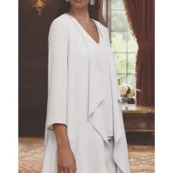 Shawls Women's Wrap Mother's Wraps Pure Elegant 3/4 Length Sleeve Chiffon Wedding Wraps With Pure Color For Party Fall & Winter