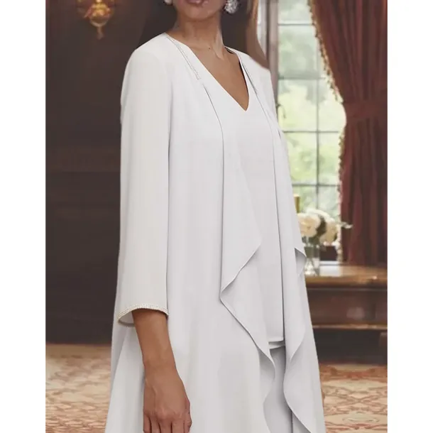 Shawls Women's Wrap Mother's Wraps Pure Elegant 3/4 Length Sleeve Chiffon Wedding Wraps With Pure Color For Party Fall & Winter