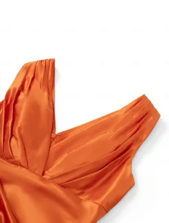 Sheath / Column Bridesmaid Dress V Neck / One Shoulder Long Sleeve Elegant Sweep / Brush Train Spandex with Pleats / Solid Color 2022