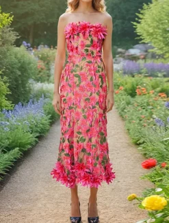 Sheath / Column DressesDress Wedding Wedding Guest Cocktail Dress Sleeveless Off Shoulder Flowers with Embroidered Lace