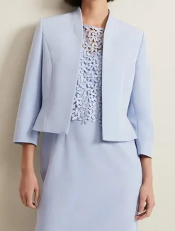 Sheath / Column Mother of the Bride Dress Elegant Simple Crew Neck Tea Length Crepe 3/4 Length Sleeve with Lace Solid Color