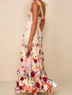 Sheath / Column Prom Dresses Floral Embroidered Lace Dress Prom Floor Length Sleeveless Square Neck with Bows