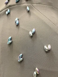 Sheath Cocktail Dresses Elegant Dress Formal WorkWear Ankle Length Sleeveless High Neck Stretch Fabric with Slit Appliques Dresses