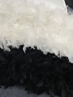 Sheath Homecoming Dresses Elegant Dress Holiday Homecoming Short / Mini Long Sleeve V Neck Polyester with Feather dress to impress