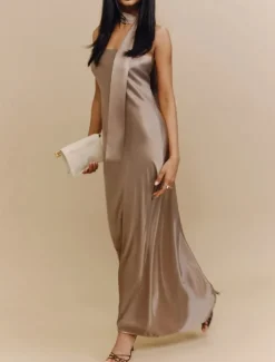 Sheath Wedding Guest Dresses Elegant Dress Formal Black Tie Floor Length Sleeveless Strapless Charmeuse with Strappy