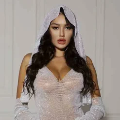 Sheer Mesh Rhinestone Head Wrap Scarf Scarf Metallic Sparkle Sexy Polyester For Disco Cosplay Carnival Women's Costume Jewelry Fashion Jewelry