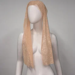 Sheer Mesh Rhinestone Head Wrap Scarf Scarf Metallic Sparkle Sexy Polyester For Disco Cosplay Carnival Women's Costume Jewelry Fashion Jewelry