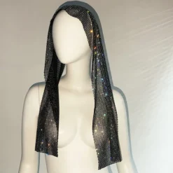 Sheer Mesh Rhinestone Head Wrap Scarf Scarf Metallic Sparkle Sexy Polyester For Disco Cosplay Carnival Women's Costume Jewelry Fashion Jewelry