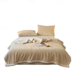 Sherpa Blanket Fleece-Layerd Thick Warm Blanket for Winter Bed Super Soft Fuzzy Flannel Wool Like Reversible Velvet Plush Twin Queen King Weighted Blanket