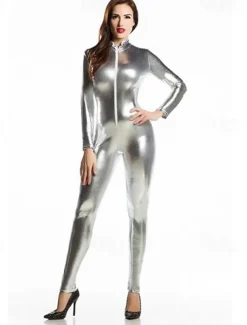 Shiny Zentai Suits Cosplay Costume Catsuit Carnival Costume Full Body Suit Men's Women's Sex Sexy Costume Solid Colored Spandex Latex Costume for Halloween Masquerade Adults'