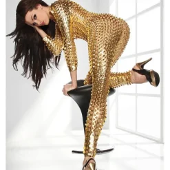 Shiny Zentai Suits Cosplay Costume Party Costume Carnival Costume Full Body Suit Women's Plus Size Zipper Front Nightclub Jumpsuits Hollow Latex Costume for Christmas Carnival Masquerade Adults'
