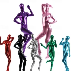 Shiny Zentai Suits Cosplay Costume Bodysuit Carnival Costume Full Body Suit Men's Women's Sexy Costume Solid Colored Spandex Latex Costume for Halloween
