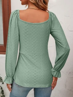 Shirt Blouse Women's Black White Pink Solid / Plain Color Lace up Valentine's Day Daily Fashion V Neck Regular Fit S