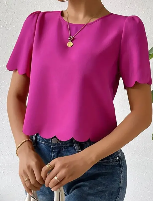 Shirt Blouse Women's Dusty Rose Blue Orange Plain Sexy Street Daily Fashion Round Neck Regular Fit S