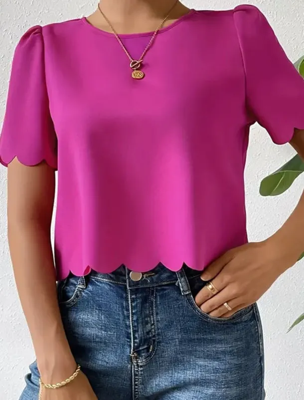 Shirt Blouse Women's Dusty Rose Blue Orange Plain Sexy Street Daily Fashion Round Neck Regular Fit S