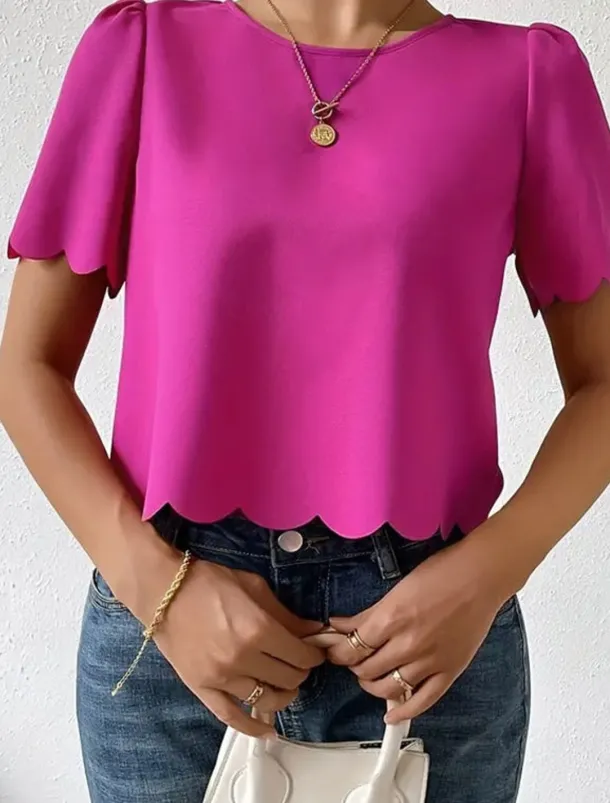 Shirt Blouse Women's Dusty Rose Blue Orange Plain Sexy Street Daily Fashion Round Neck Regular Fit S