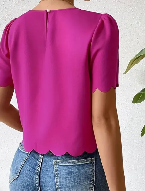Shirt Blouse Women's Dusty Rose Blue Orange Plain Sexy Street Daily Fashion Round Neck Regular Fit S