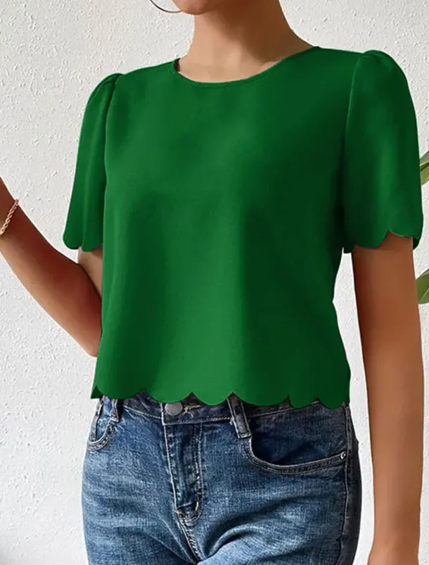 Shirt Blouse Women's Dusty Rose Blue Orange Plain Sexy Street Daily Fashion Round Neck Regular Fit S