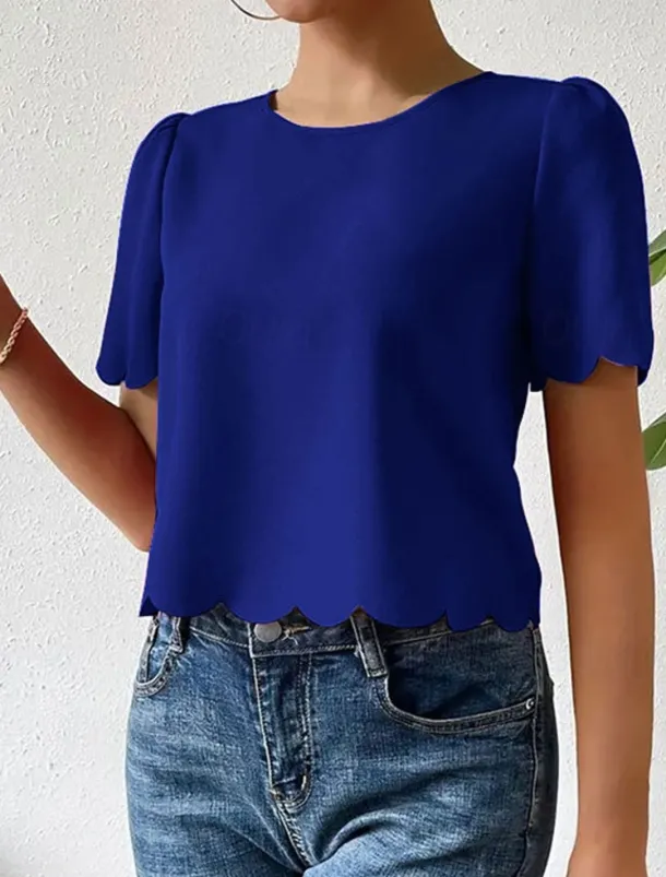 Shirt Blouse Women's Dusty Rose Blue Orange Plain Sexy Street Daily Fashion Round Neck Regular Fit S