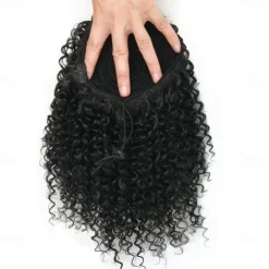 Short Afro Kinky Curly Ponytail Hair Piece for African American Ponytail Extension Synthetic Afro Kinky Curly Ponytail for Women